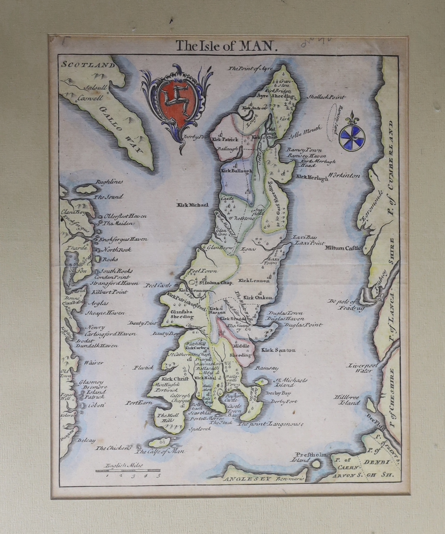 Twelve antique and later maps of the Isle of Man, including examples by John Seller and Thomas Kitchin, mostly hand coloured, largest 30 x 23cm